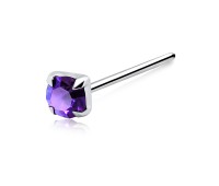 Round CZ Prong Set Silver Straight Nose Stud NSKA-112-3